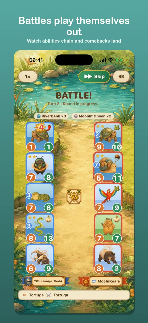 A riverbank auto chess battle