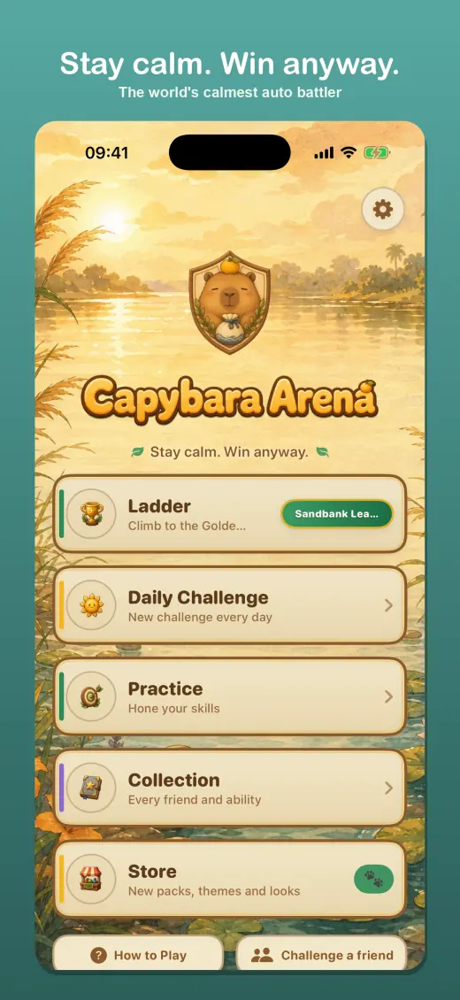 Capybara Arena home screen